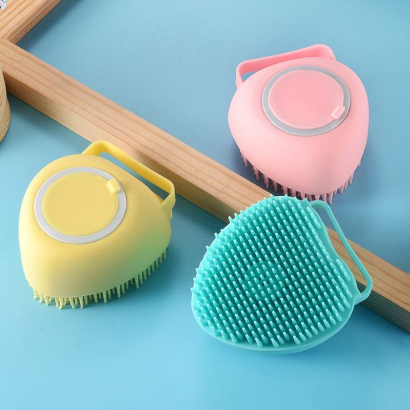 Escova massageadora para cães e gatos - preenche com shampoo e sabão