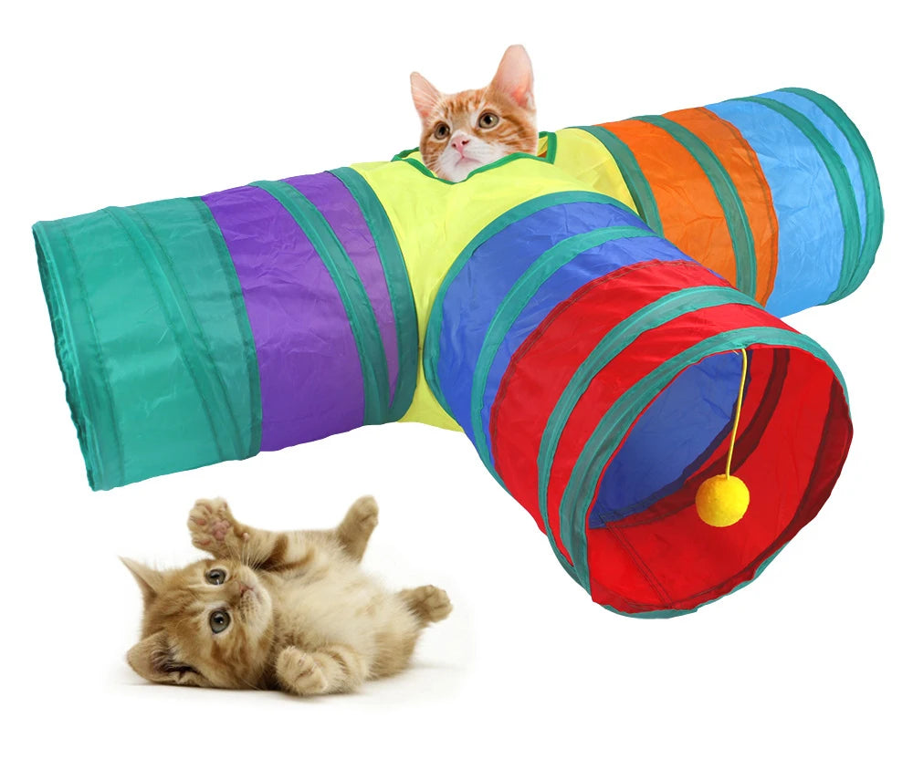 Túnel para gatos dobrável e interativo - vários modelos