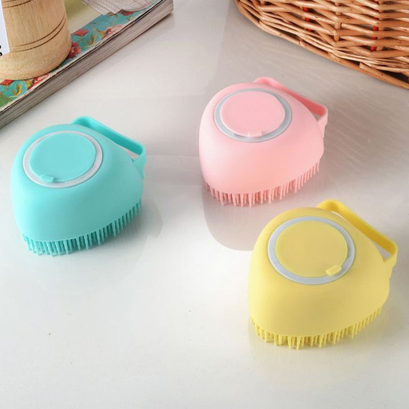 Escova massageadora para cães e gatos - preenche com shampoo e sabão
