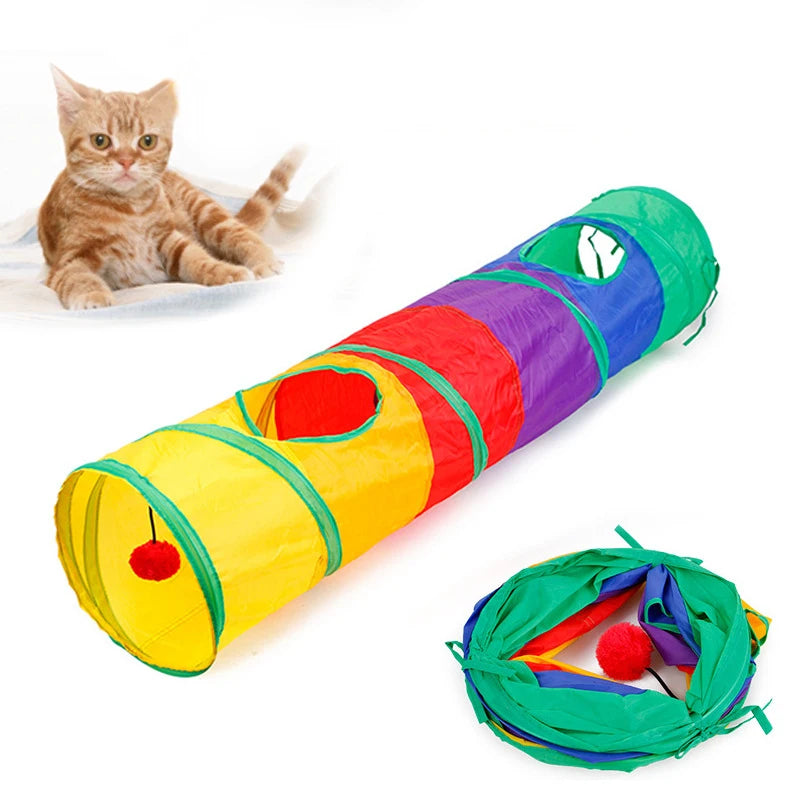 Túnel para gatos dobrável e interativo - vários modelos