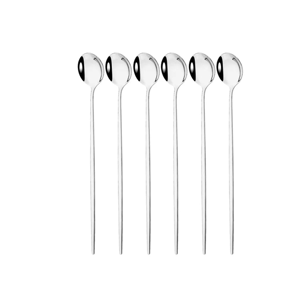 Colher cabo longo para café, sucos, sorvete - 6 peças