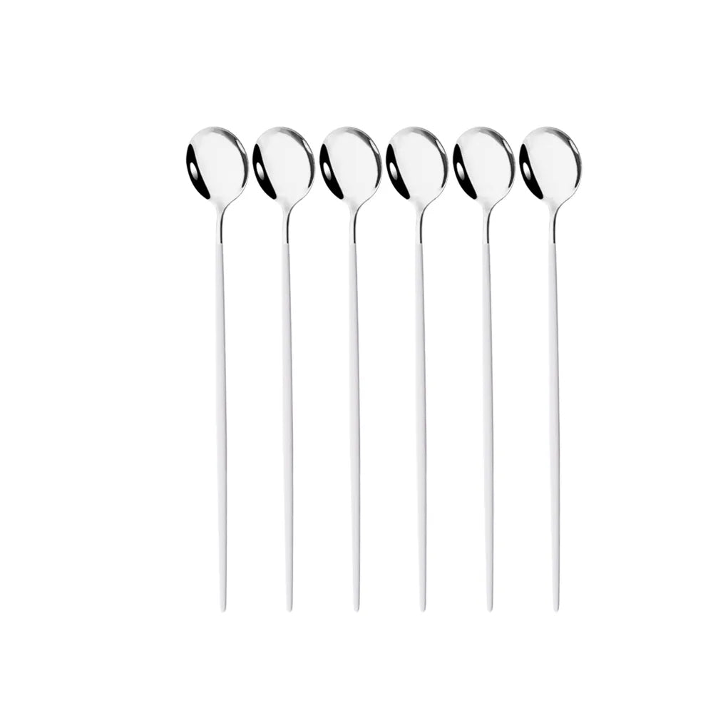 Colher cabo longo para café, sucos, sorvete - 6 peças
