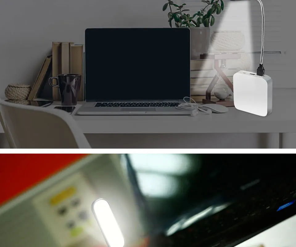 Mini lâmpada flexível LED USB portátil - para leitura e notebooks
