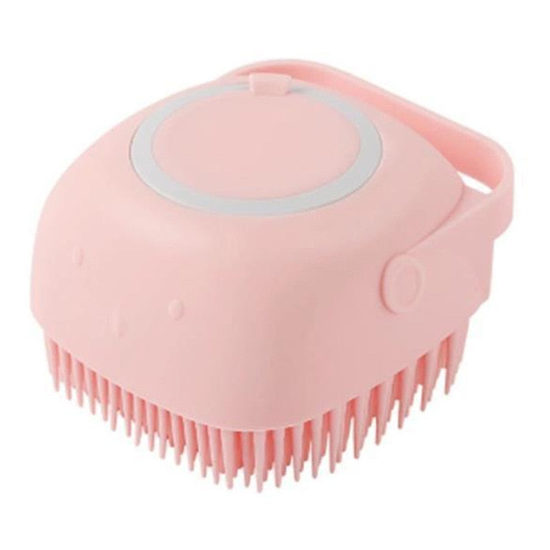 Escova massageadora para cães e gatos - preenche com shampoo e sabão