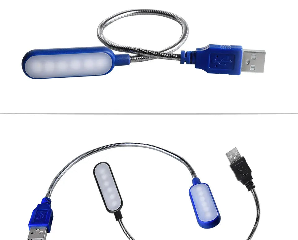 Mini lâmpada flexível LED USB portátil - para leitura e notebooks