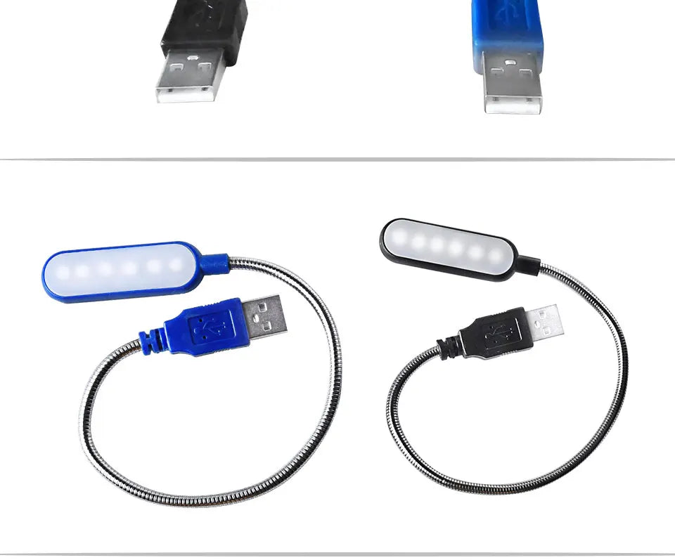 Mini lâmpada flexível LED USB portátil - para leitura e notebooks