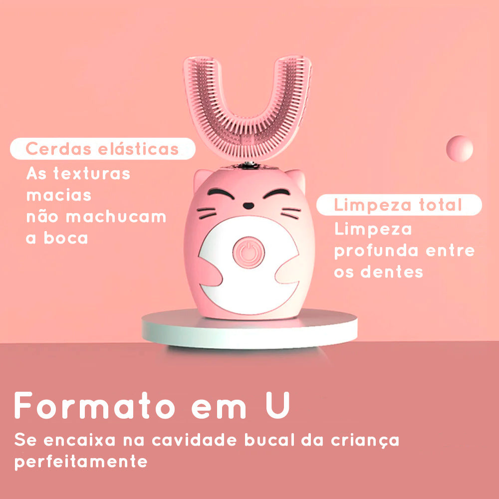Escova de dentes elétrica infantil - limpeza instantânea 360 graus