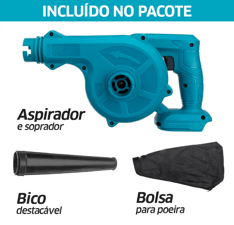 Aspirador e soprador sem fio limpa cantos difíceis - 2200 Watt