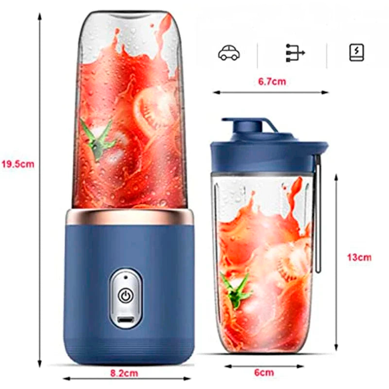 Liquidificador portátil recarregável 6 lâminas - 400ml USB