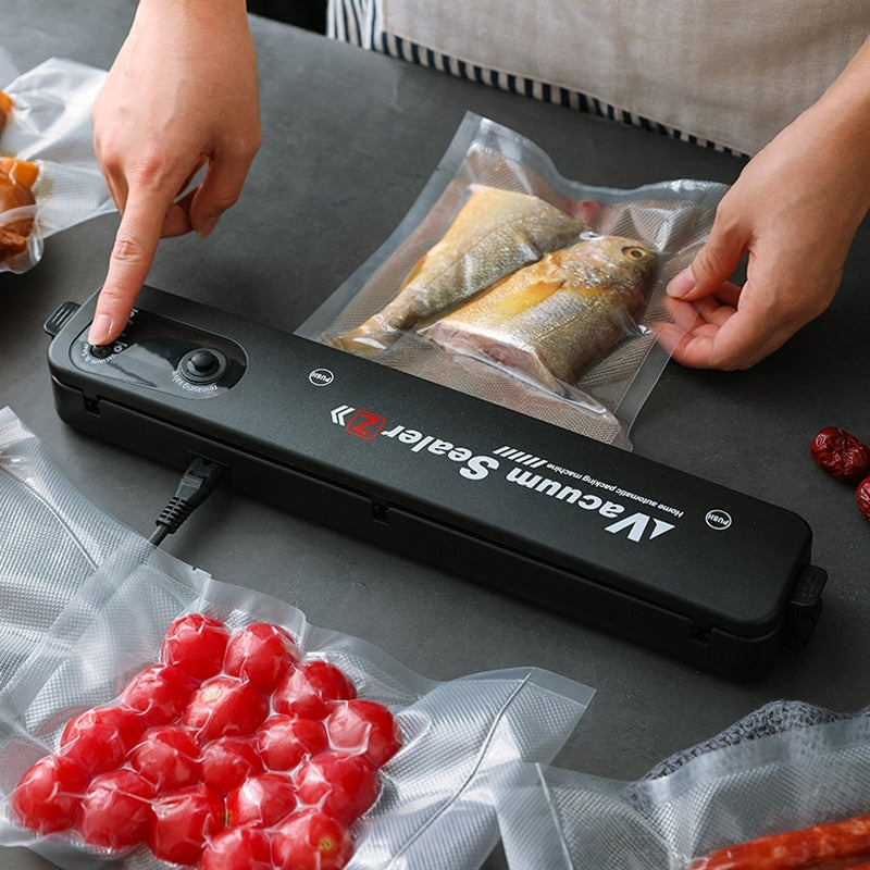 Máquina seladora à vácuo portátil automática 110/220v + brinde