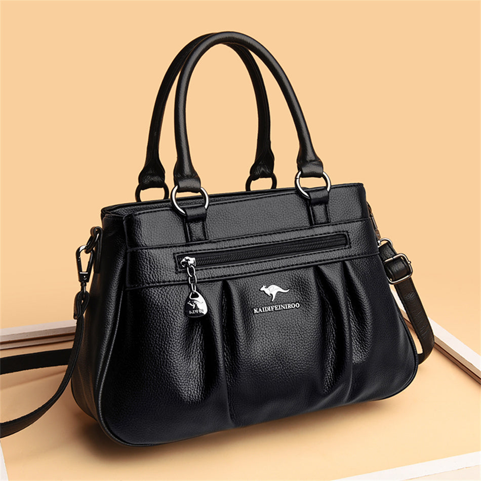 Bolsa feminina casual 3 camadas alta capacidade e espaçosa