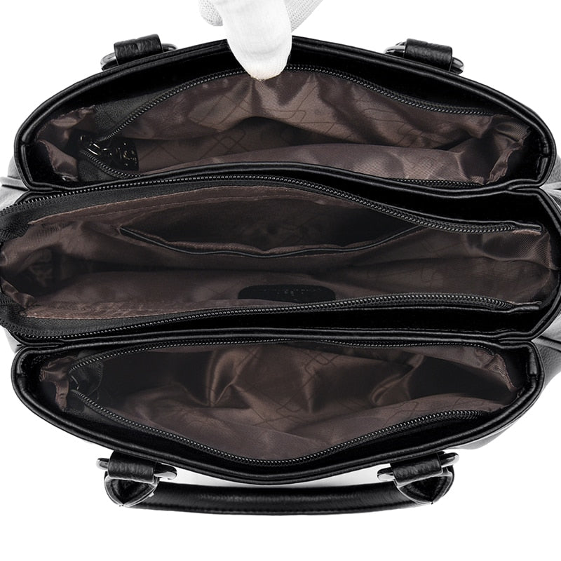 Bolsa feminina casual 3 camadas alta capacidade e espaçosa