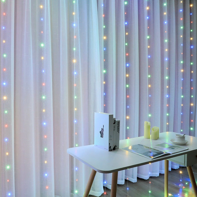 Cascata até 600 LEDs decoração natal - cores e tamanhos variados