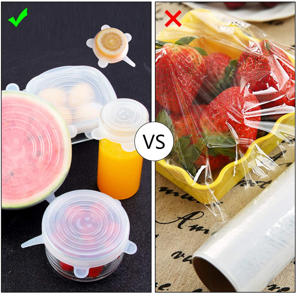 Conjunto de tampas de silicone elásticas adaptáveis para todos os tamanhos de vasilhas