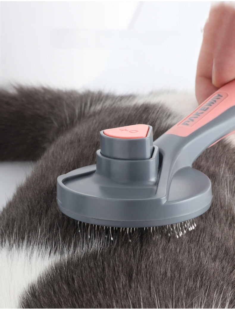 Escova para remoção de pelos e massageadora autolimpante - gatos e cães