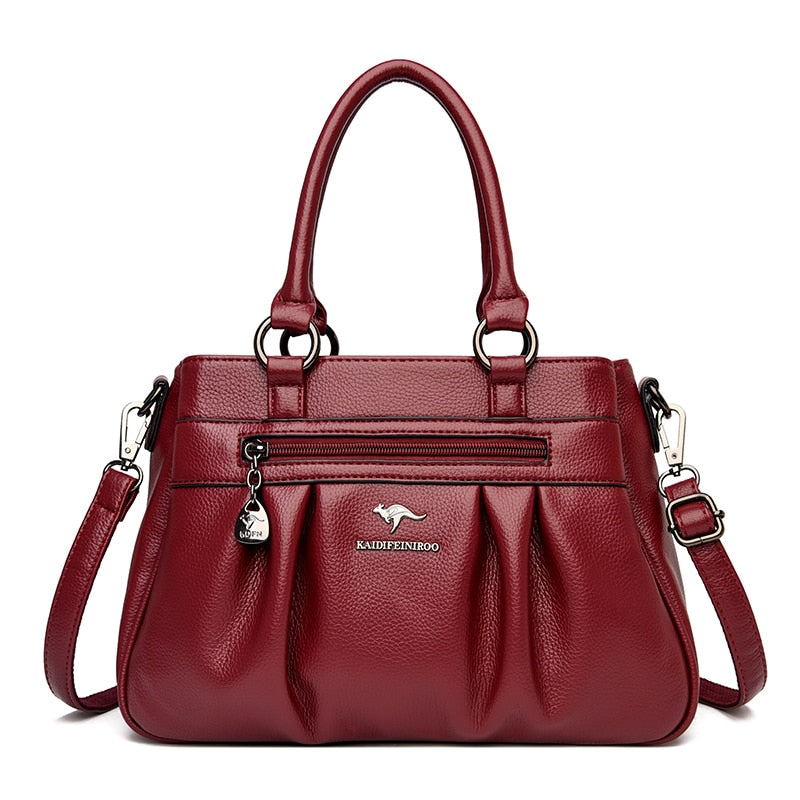 Bolsa feminina casual 3 camadas alta capacidade e espaçosa