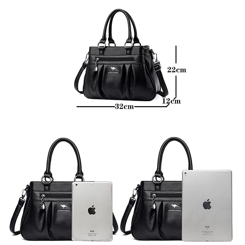 Bolsa feminina casual 3 camadas alta capacidade e espaçosa