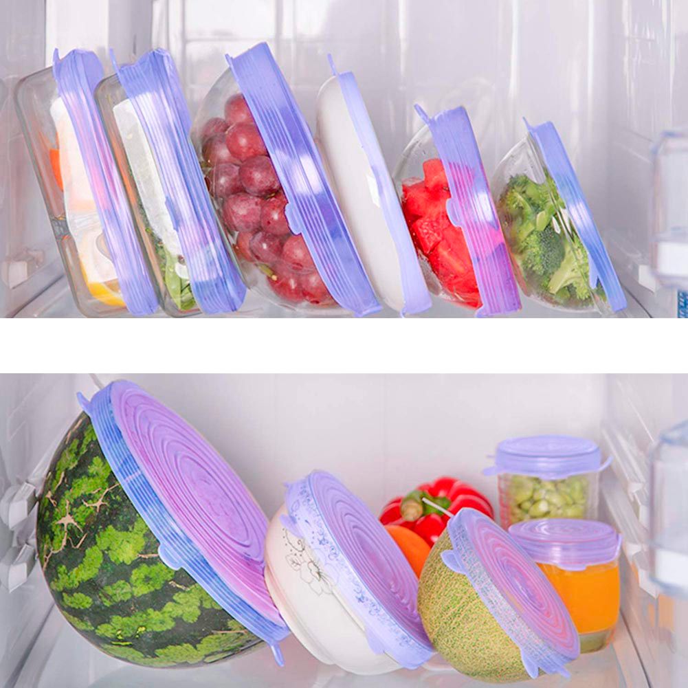 Conjunto de tampas de silicone elásticas adaptáveis para todos os tamanhos de vasilhas