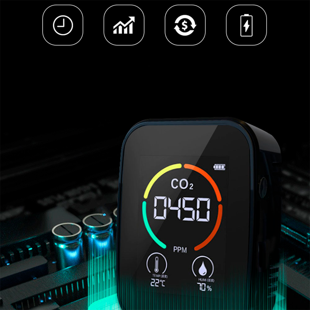 Detector digital 5 em 1 sensor para qualidade do ar umidade e muito mais