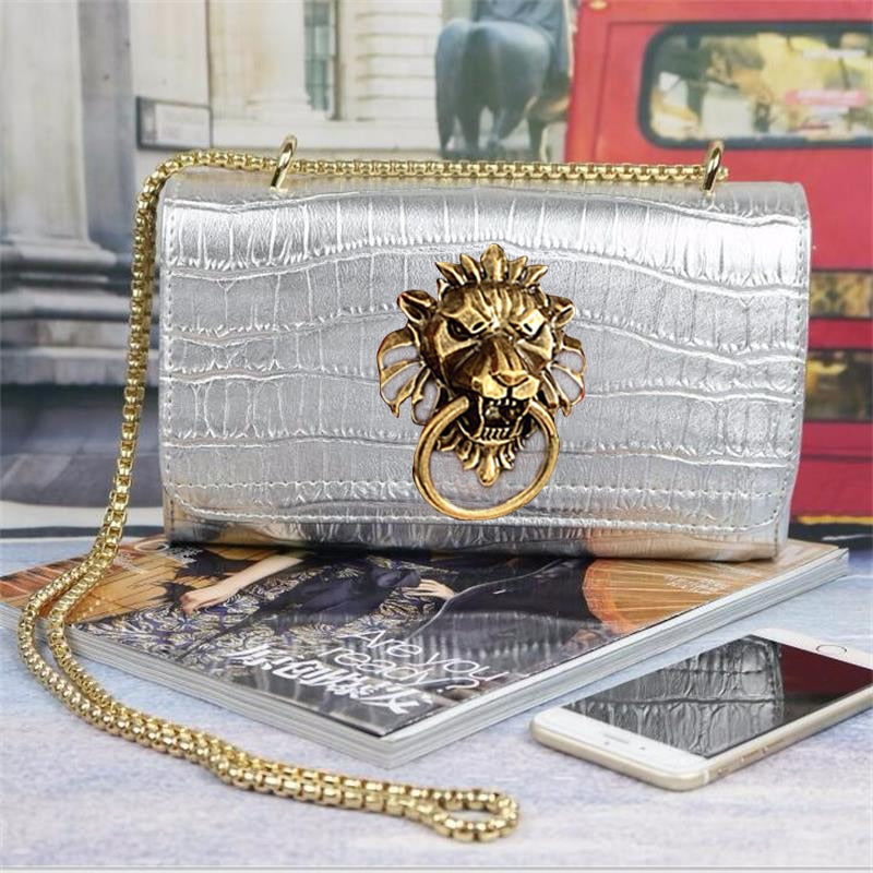 Bolsa feminina de ombro e transversal estilo europeu detalhe felino
