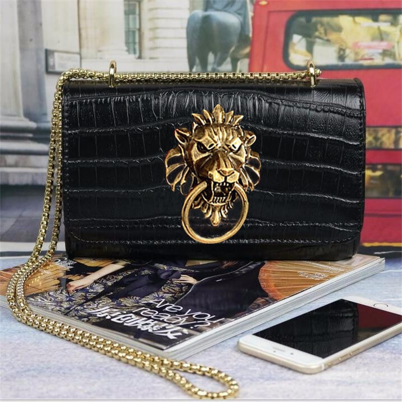 Bolsa feminina de ombro e transversal estilo europeu detalhe felino