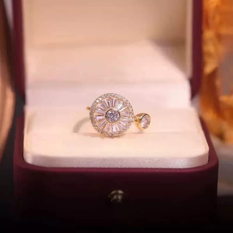 Anel para alivio de estresse ajustável dourado com lindo cristal