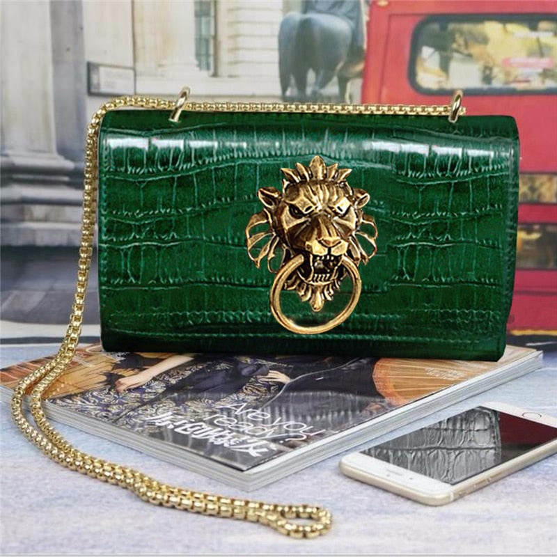 Bolsa feminina de ombro e transversal estilo europeu detalhe felino