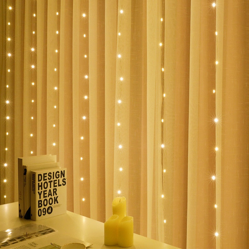 Cascata até 600 LEDs decoração natal - cores e tamanhos variados