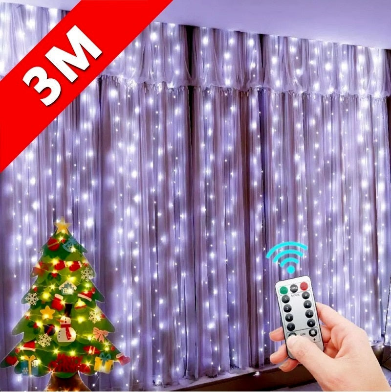 Cascata até 600 LEDs decoração natal - cores e tamanhos variados