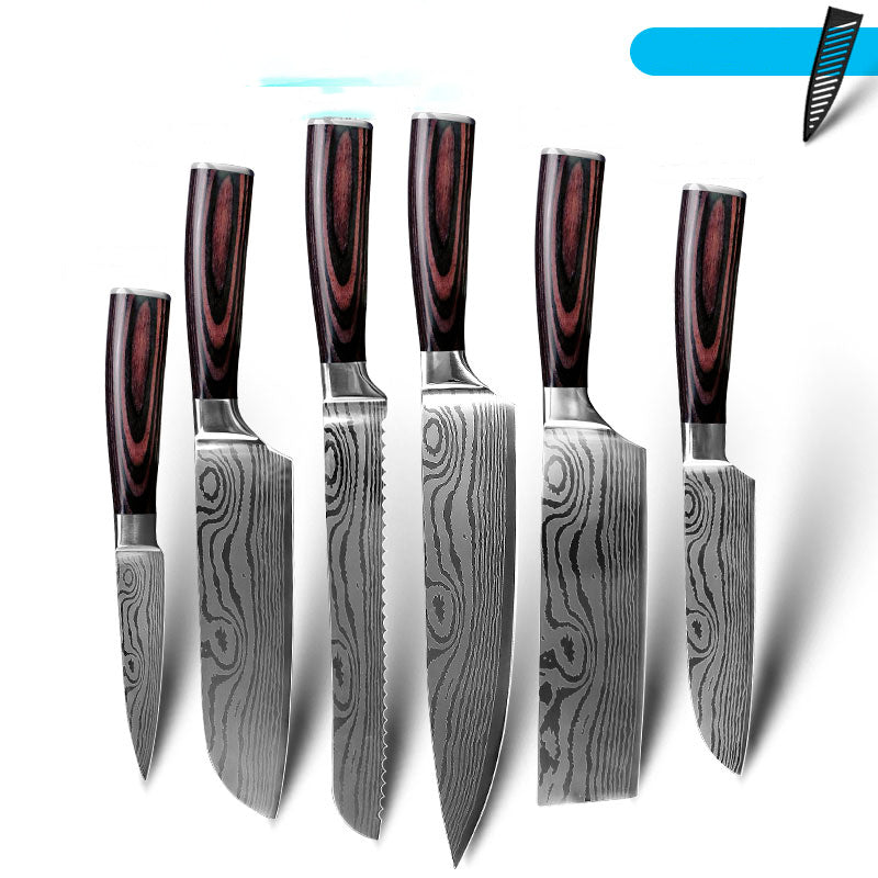 Conjunto de facas aço damasco inoxidável - elegância e sofisticação
