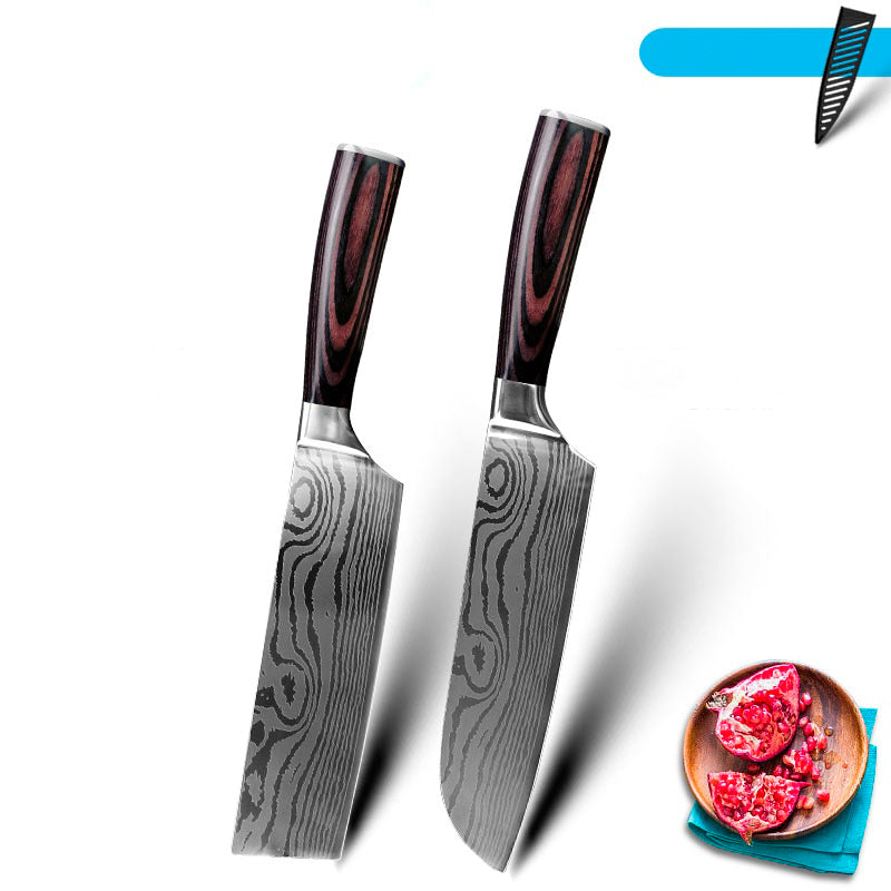 Conjunto de facas aço damasco inoxidável - elegância e sofisticação