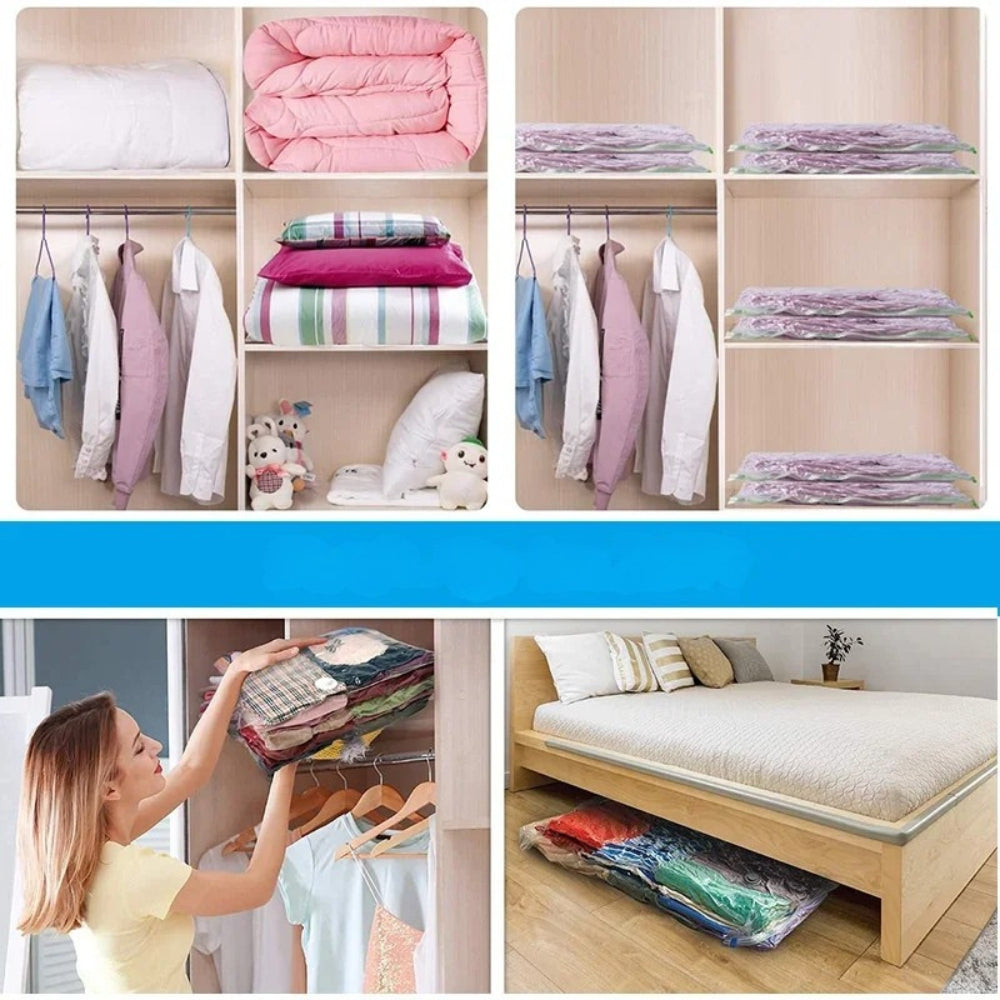 Bolsas de armazenamento a vácuo para roupas, toalhas e cama