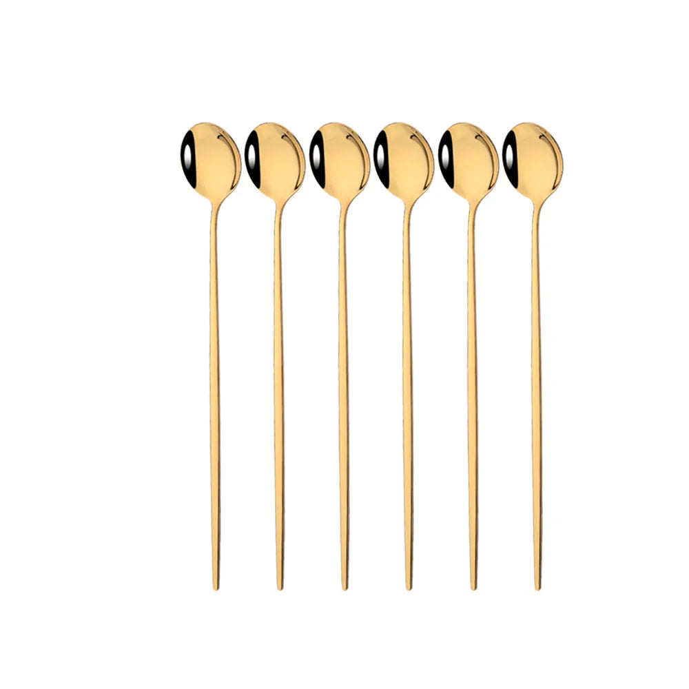 Colher cabo longo para café, sucos, sorvete - 6 peças
