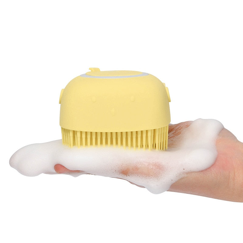 Escova massageadora para cães e gatos - preenche com shampoo e sabão