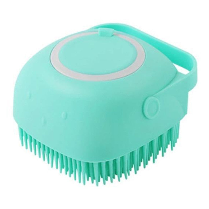 Escova massageadora para cães e gatos - preenche com shampoo e sabão
