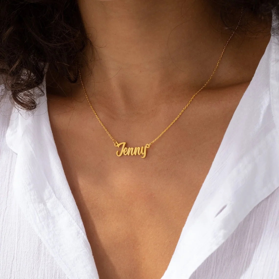 Colar pingente com nome personalizado homens e mulheres - três cores