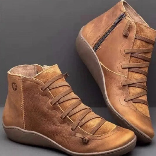 Botas femininas vintage em couro ecológico - cores lindas