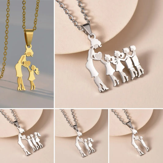 Colar com pingente mãe e filhos - várias opções