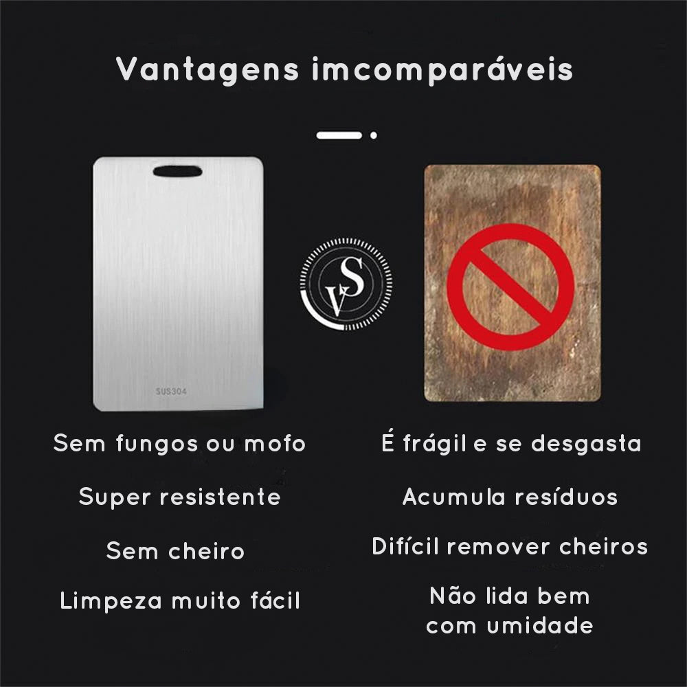Tábua de corte em aço inoxidável 316 - dupla-face