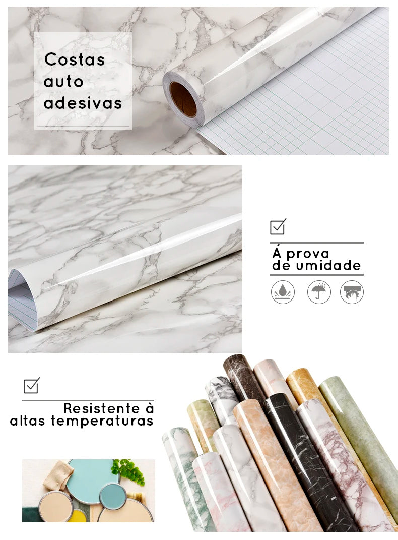 Autoadesivo para paredes, móveis e vidros - estilo mármore