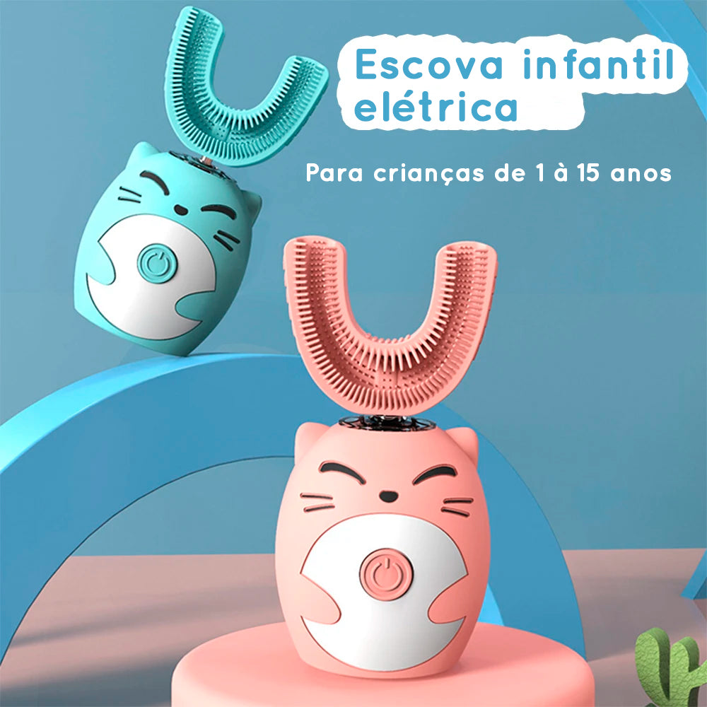 Escova de dentes elétrica infantil - limpeza instantânea 360 graus