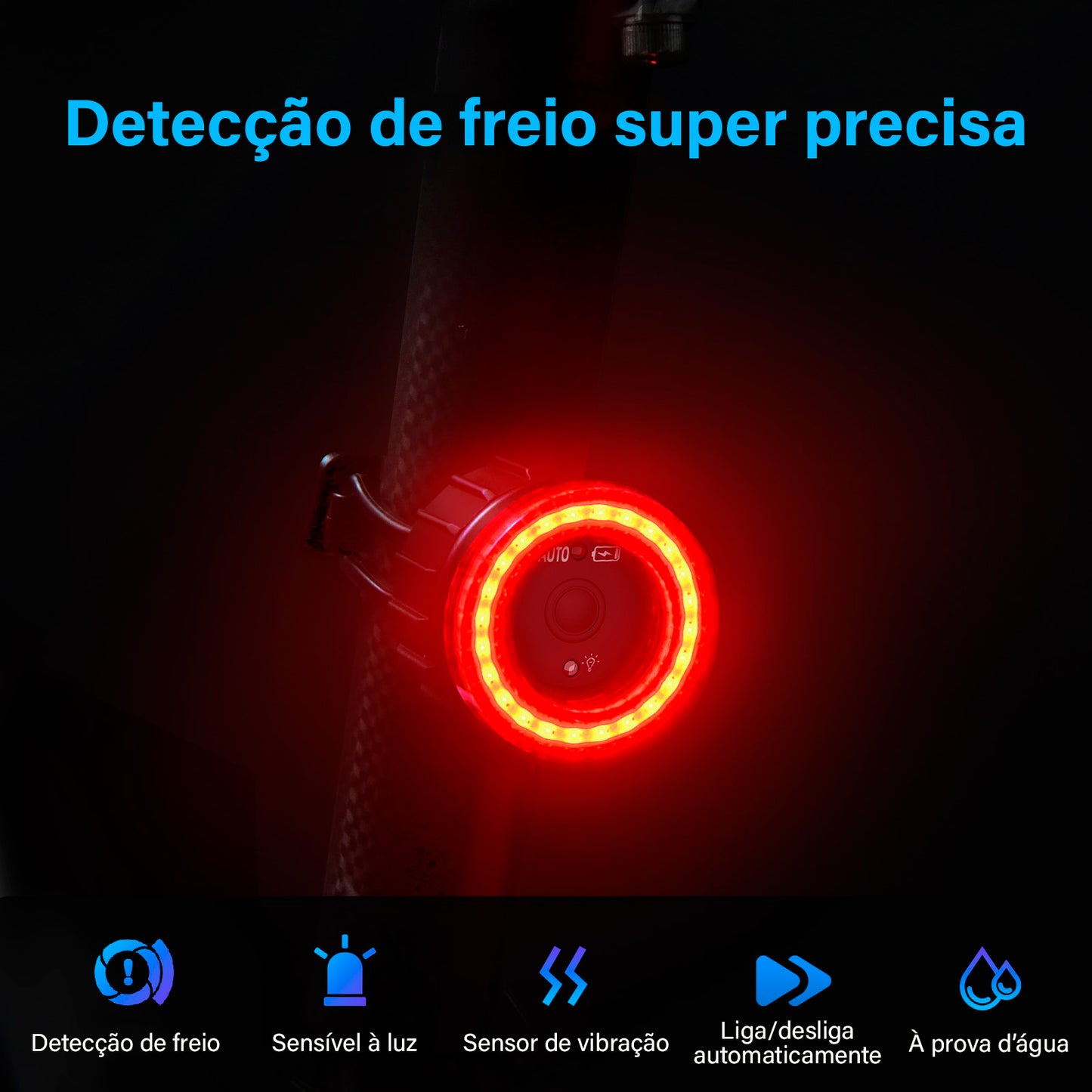 Luz bicicleta inteligente automática - à prova de água LED