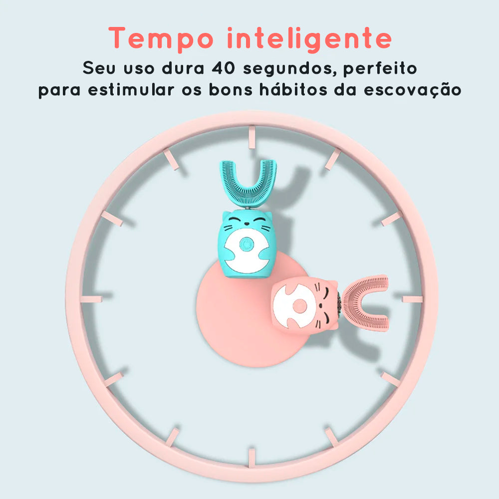 Escova de dentes elétrica infantil - limpeza instantânea 360 graus