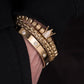Trio de pulseiras estilo Coroa dos Reis luxuosa - dourada e prateada