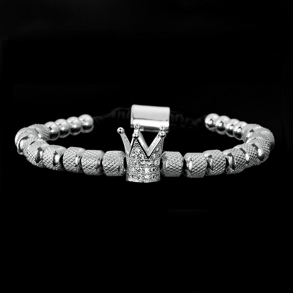 Trio de pulseiras estilo Coroa dos Reis luxuosa - dourada e prateada