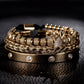 Trio de pulseiras estilo Coroa dos Reis luxuosa - dourada e prateada