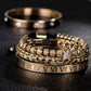 Trio de pulseiras estilo Coroa dos Reis luxuosa - dourada e prateada