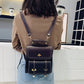 Mochila feminina D'école em couro ecológico para o dia a dia, viagens e escola