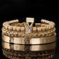 Trio de pulseiras estilo Coroa dos Reis luxuosa - dourada e prateada