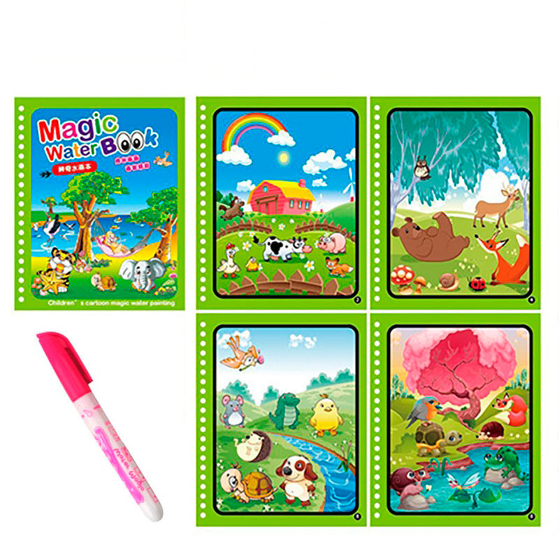 Livro mágico para pintura com água - reutilizável, educativo e divertido